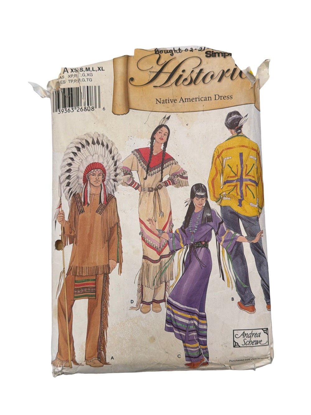 VTG Simplicity 5446 Andrea Schewe Native American Dress Costume Pattern OOP